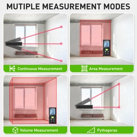 Huepar Laser Rangefinder 328FT (100M) Laser Meter Digital Laser Rangefinder Backlit LCD, Measurement of Distance, Area and Volume and Pythagorean Mode DM-LM100