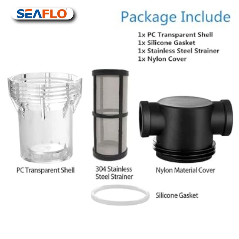 SEAFLO 1/2" Female NPT in-Line Strainer with 100 Mesh Stainless