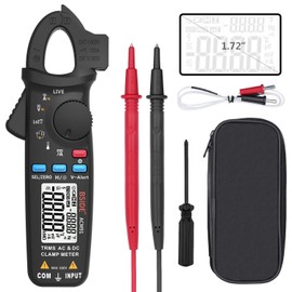 Bside 1mA DC/AC Clamp Meter True RMS 6000 Counts Temperature Low Impedance Voltage Amp V-Alert Live Wire Check Tester with Back Clip