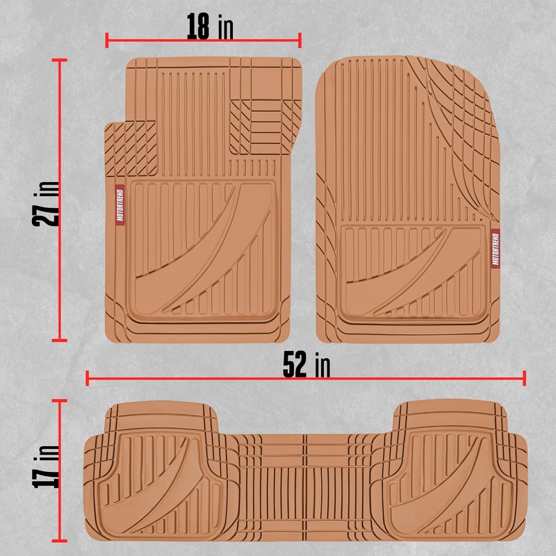 Motor Trend FlexTough™ Heavy Duty Beige Rubber Car Floor Mats