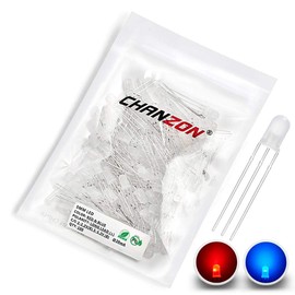 CHANZON 100 pcs 5mm Red & Blue Diffused LED Diode Lights Common Anode(Frosted Round Bicolor) Bright Lighting Bulb Lamps Electronics Components Indicator Light Emitting Diodes