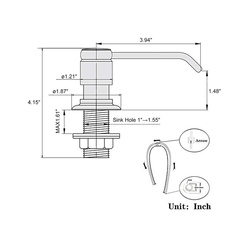 Gagal Soap Dispenser (Chrome) and Extension Tube Kit for Kitchen
