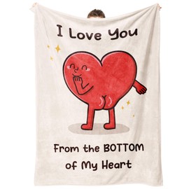 Funny Gifts for Him Her, Anniversary Wedding Birthday Gifts for Boyfriend, Girlfriend, I Love You Heart Blanket for Couple Husband Wife 60" x 50"