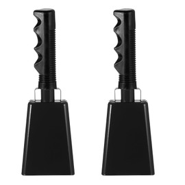 PATIKIL 9 inch Cowbells for Football Games, Pack of 2 Cowbells for Sports Events in Large Quantities, Loud Metal Noise Makers with Handle for Cheering Competition, Black
