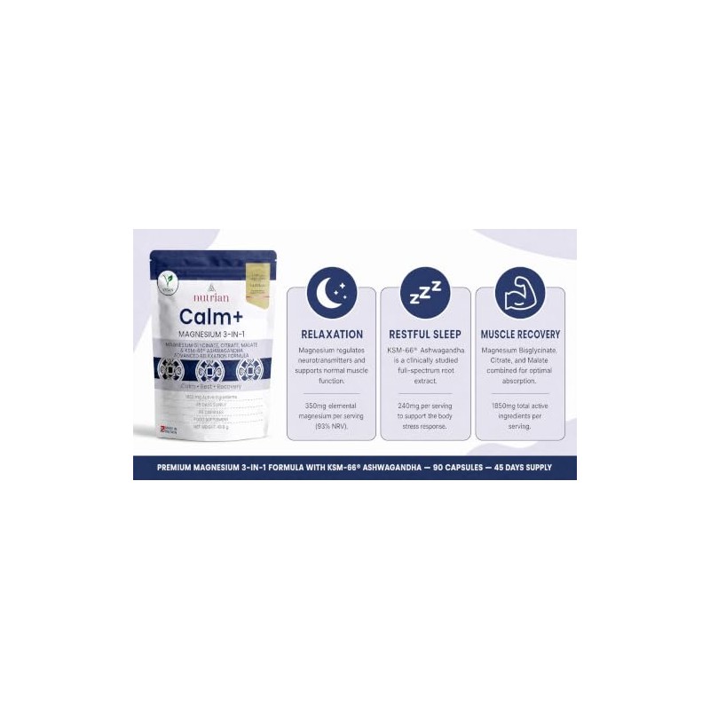 Magnesium Glycinate 3-in-1 Complex 1850mg Bisglycinate, Citrate & Malate with