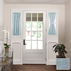 H.VERSAILTEX - Cortinas de luz lateral para puerta delantera, cortinas de lino traslúcidas de privacidad para puerta, cortinas de ventana con bolsillo para barra, cortinas de puerta francesa con