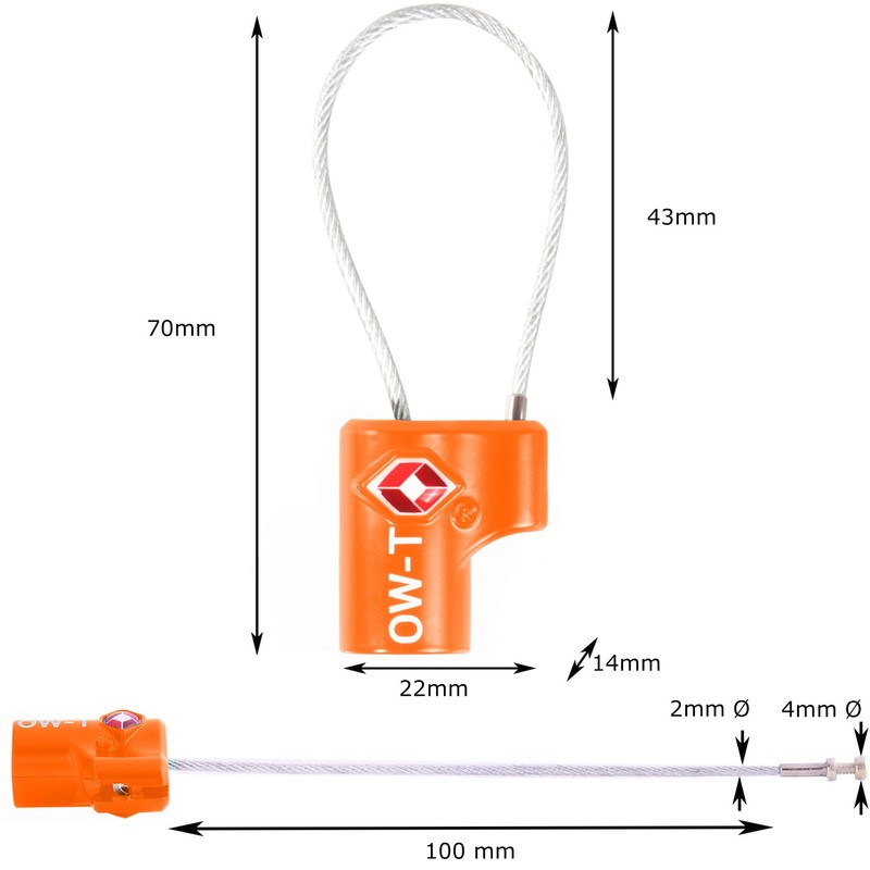 OW-Travel TSA Approved Luggage Locks Suitcase Locks (2 Pack) Cable