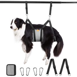 Ownpets Pet Grooming Hammock, Breathable Dog Grooming Hammock with Carabiners, Pet Grooming Harness Sling for Grooming, Hair Nail Trimming Cutting & More, M