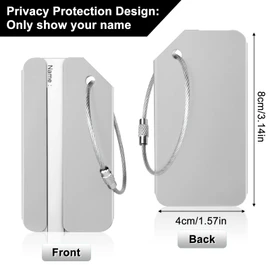 Yizhet Luggage Tags 6 Pcs Luggage Labels for Suitcases, Aluminium Alloy Suitcase Tags for Travel with Steel Loop, 6 Colors Travel Tags for Luggage Baggage Identity ID Labels (Silver)