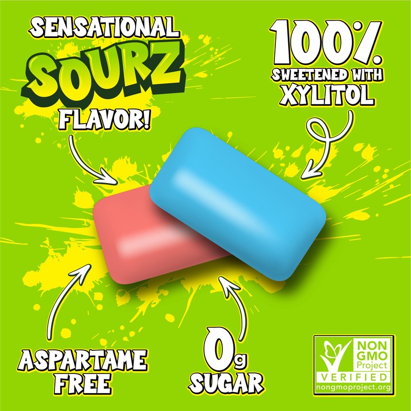 PUR Jumbo SOURZ Gum | Aspartame Free Chewing Gum |