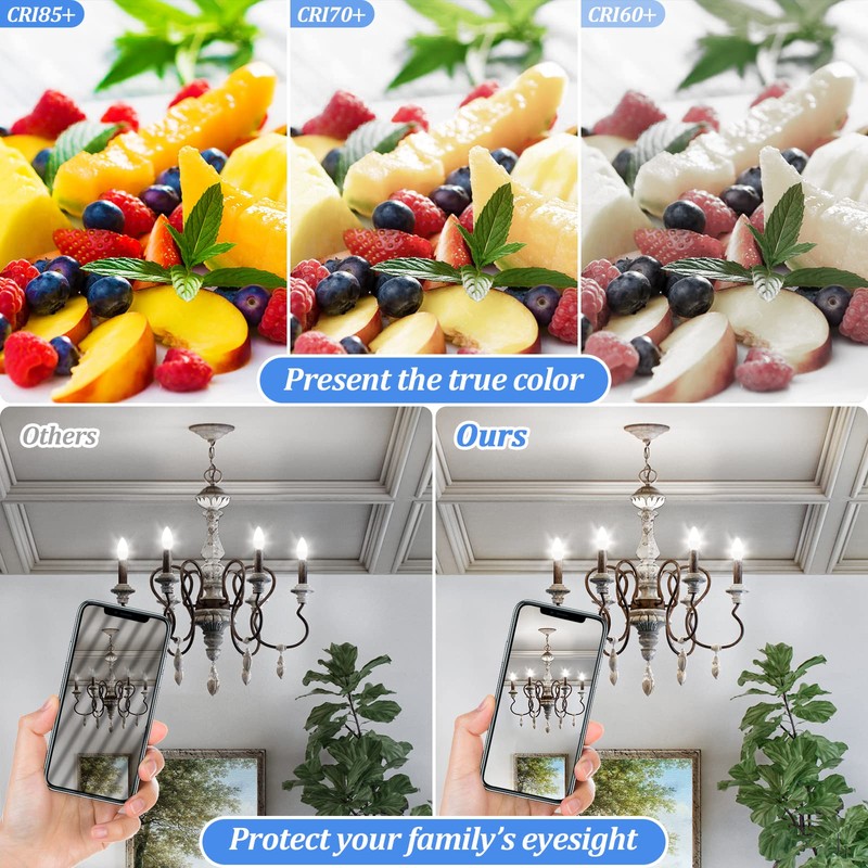 Brightever Candelabra 40W Equivalent LED Light Bulbs, 4W Candle Light