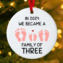Baby First Christmas Ornament 2024, Family of Three Christmas Ornament, Newborn Baby Boy, Girl Christmas Ornament, First Time Mom, Dad, Mommy, Daddy Gifts, Babys 1st Christmas Ornament 2024