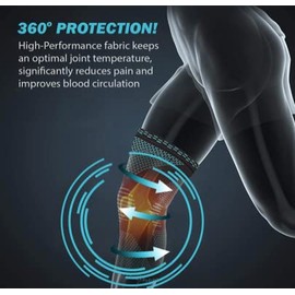 Knee Brace Compression Support Sleeve (Blue/Black) (Small)