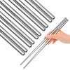 YTLX 5 Pairs Premium Stainless Steel Metal Chopsticks, Reusable Silver