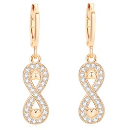 Infinity Heart Drop Earrings, Razzberry Designer Jewellery for Women, Yellow Gold Plated, Crystal Zircon Stones, with included Gift Pouch