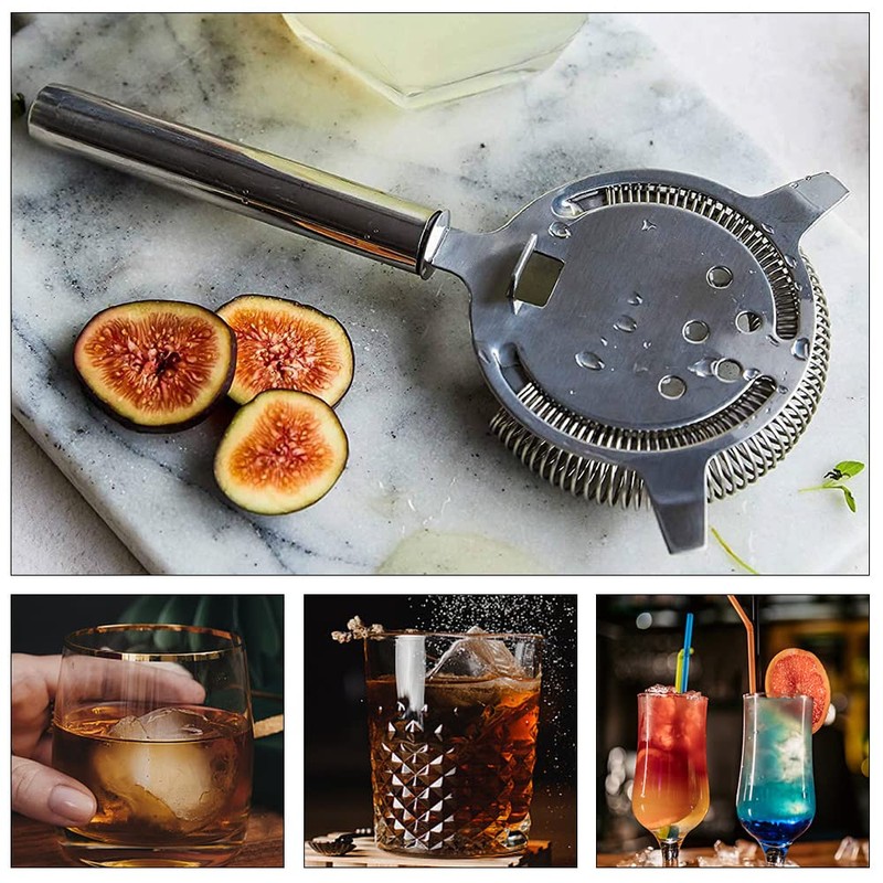 Cocktail Strainer Silver Stainless Steel Bartender Strainer with Wire Spring