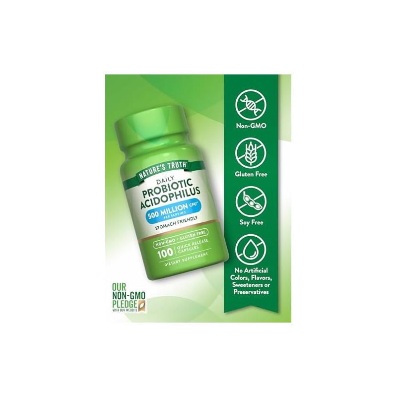 Natures Truth Probiotic Acidophilus 500 Million, 100 Count