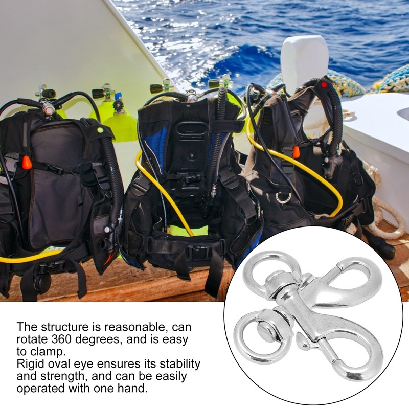 2pcs 80MM Diving 316 Stainless Steel Swivel Eye Snap Hook