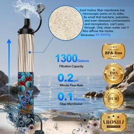 Lormandy Straw Water Filter, Personal Water Filtration System, Water Purifier, Outdoor Emergency Survival Gear and Equipment for Hiking Camping Accessories Travel Fishing Emergency Preparedness (8PCS)