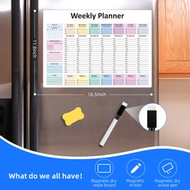 Weekly Hourly Planner Dry Erase Magnetic Whiteboard－Daily Weekly Weekly Planner and Hourly Schedule Checklist－Weekly To Do List Organize Your Daily Work Efficiently
