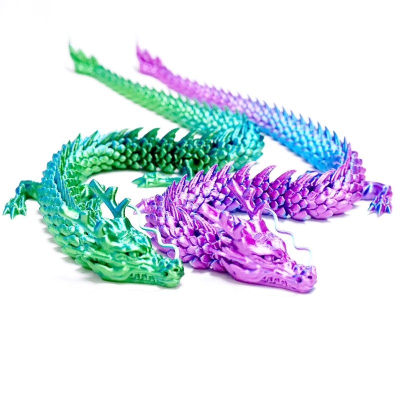 2PCS 17.7inch 3D Printed dragon Model,Flexible Executive Desk Animals Toy