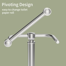WZRUA Toilet Paper Holder Stand, Brushed Nickel Toilet Paper Holder Free Standing,Post Pivoting Design & Stable Weighted Base SUS304 Stainless Steel for Bathroom