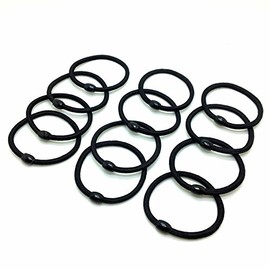 Black Hair Elastics, No-Damage Hair Ties, Pack of 2