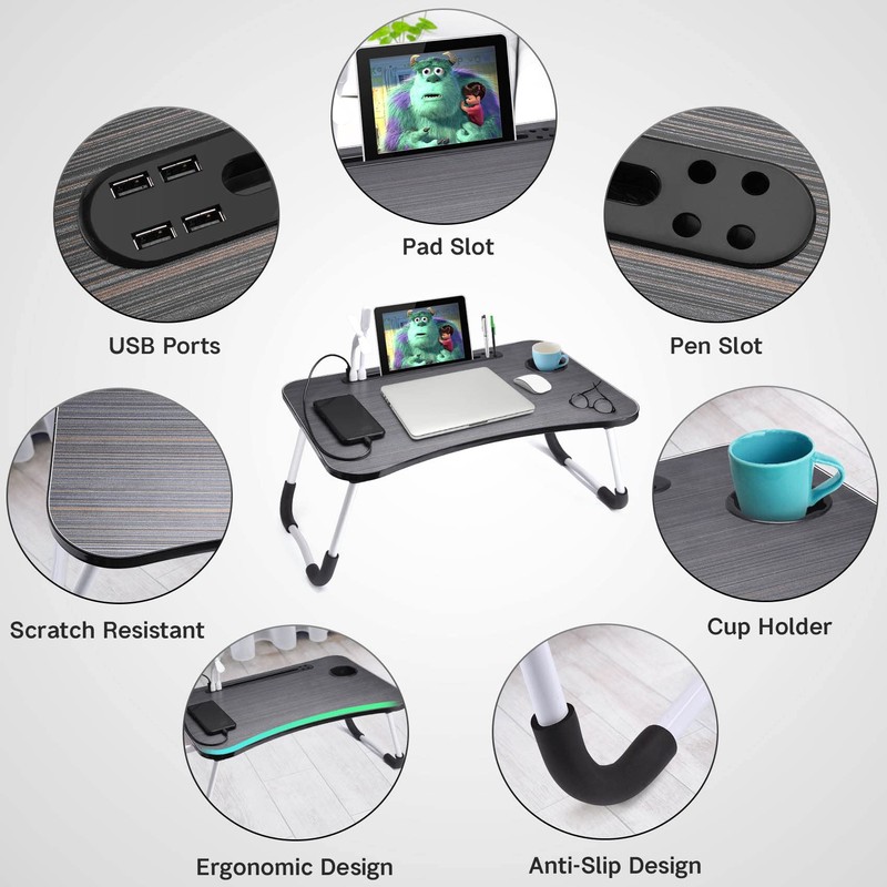 Slendor Laptop Desk Foldable Bed Table Folding Breakfast Tray Portable