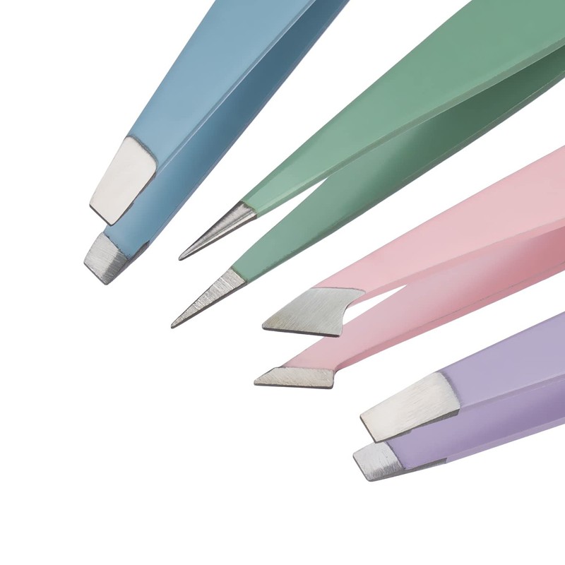 4-Piece Professional Tweezers Set with Case | Stainless Steel |