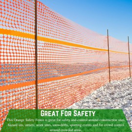 Garden Fence - Safety Fence Garden Netting Roll, 4 X 100 Feet, Temporary Reusable Plastic Mesh Fencing Netting for Snow Fence, Animal Barrier, Safety Fence, Orange Garden Fence
