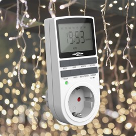 ANSMANN Digital Weekly Timer AES4 (1 Piece), Electric Timer Socket for Indoor Use, LCD, 10 Configurable Programmes, Burglar-proof Random Function, Summer Timer, Max. 3680 W