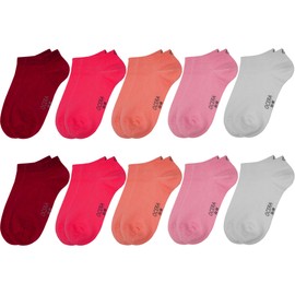 OCERA 10 or 20 Pairs Children's Trainer Socks for Girls and Boys, Oeko-Tex Standard 100 Certified Cotton, 10 x red