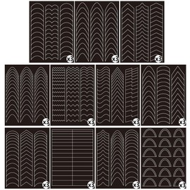 33Sheets 16Design French Tip Nail Guides, Self-Adhesive French V-Shaped Line-Shaped Moon Shaped Manicure Strip Stickers for Edge Auxiliary Black DIY Decoration Stencil Tools…