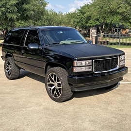 Spec-D Tuning Chrome Housing Clear Lens Headlights Bumper Corner Lights Compatible with 1994-1998 GMC C10 Pickup Truck Sierra Suburban Yukon, Left + Right Pair Assembly