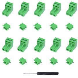 DAOKI 10PCS KF2EDGK 2PIN 300V 10A KF-2P Screw Terminal Block Connector 5.08mm Plug-in PCB for Arduino with Slotted Screwdriver