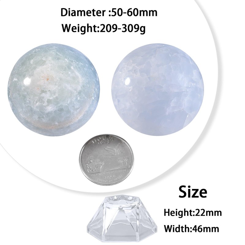mookaitedecor Natural Celestite Crystal Ball with Acrylic Stand, 50-60 mm