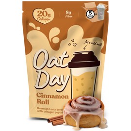 Cinnamon Roll 5 Pack Overnight Oats + Shaker Bottle - Drinkable Oatmeal Shake That Tastes Like Dessert With 20g Collagen Peptides