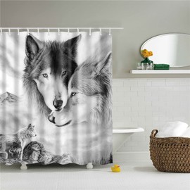 Mantto Shower Curtain Set Wolf Fabric Shower Curtain No Liner Home Decor Tapestry, Waterproof Polyester Bathroom Shower Curtain with Hooks 72" x 72" (TZ161228)