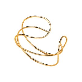 COLORFUL BLING Punk Twisted Gold Silver Open Wide Cuff Bracelet for Women Irregular Wave Chunky Cuff Bangle Armband Statement Party Jewelry-wire gold
