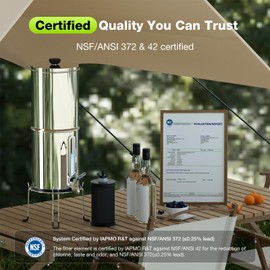 Purewell 1.0 Gallon Portable Gravity Water Filter System, 4-Stage 0.01μm Ultra-Filtration Countertop System with Water Level Window and Stand, Reduce Fluoride & Chlorine, for Camping, RVing (PW-1G-KF)