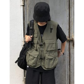 Gihuo Womens Travel Vest Fashion Outdoor Fishing Vest Summer Hiking Safari Photo Vests with Multi Pockets(ArmyGreen-L)
