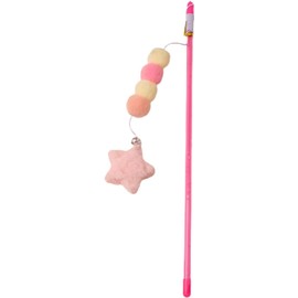 Pink Cat Stick Toy Elastic Rope Plush Ball Star Pendant Bite-Resistant Comfortable Grip Relieve Boredom Handmade Kitten Teaser Wand Cat Mice and Animals Toys
