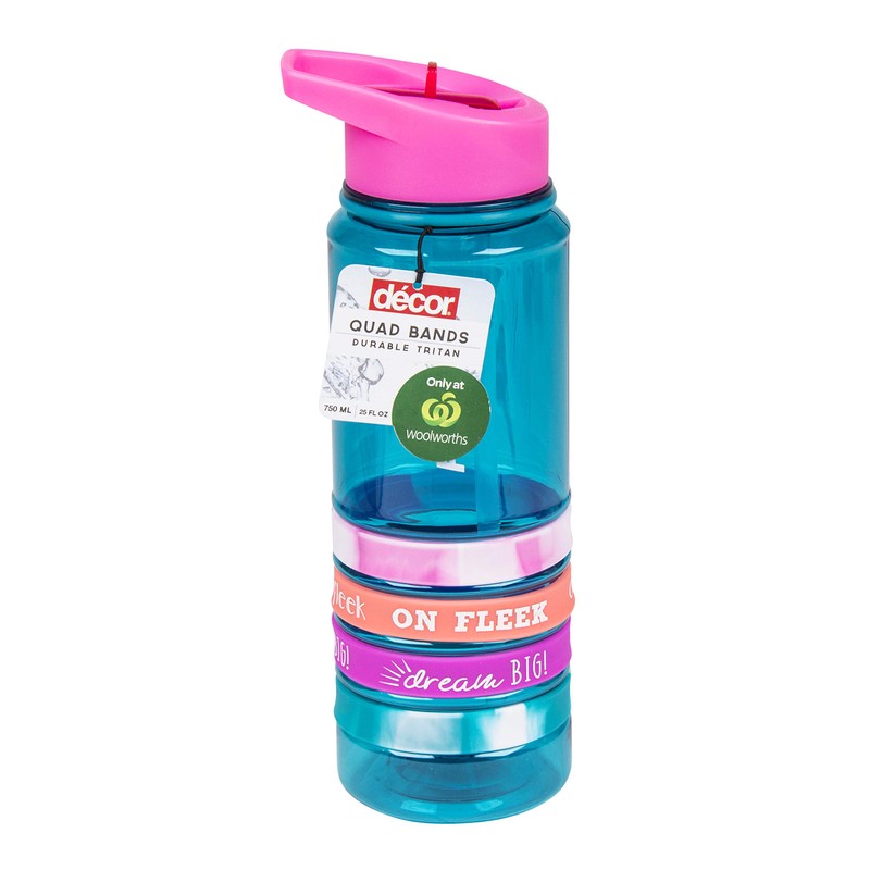 Decor Quad Band Water Bottle Tritan, 750 ml, Assorted