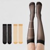 6 pairs of women's transparent knee-high stockings, toe-reinforced nylon socks,