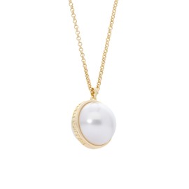 Karen Millen Large Pearl Ball Penadant Necklace for Women (Gold/Pearl)