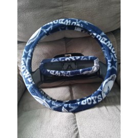 Custom DALLAS COWBOYS FLEECE STEERING WHEEL & REAR VIEW MIRROR COVER SET