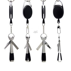 HiBD Fishing Quick Knot Binding Tool 3 Sets Stainless Steel 4 in 1 Tool Including Quick Knot Knoter Fly Line Clipper, Hook Sharpener, Hook Eye Needle with Zinger Retractor