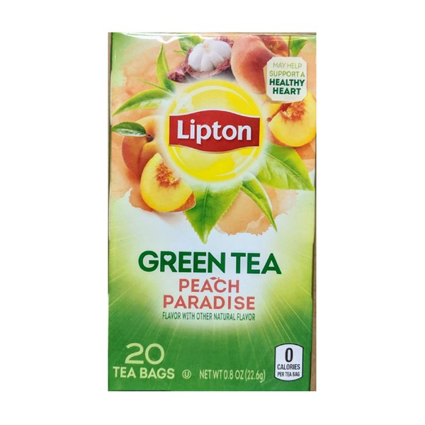 Lipton Green Tea Bags White Mangosteen Peach 20 ct, 20Count