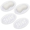 Jabonera de plástico, 4 piezas, bandeja transparente soporte para barra