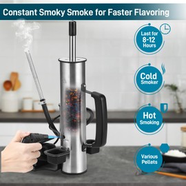 EUTRKei Cold Smoke Generator for Traeger Smoker Grill, Cordless Electric Smoke Tube with Air Pump, Cold Smoking for Cheese - Continuous Billowing Smoke, Men Gifts, for Tailgating, Backyard, Party